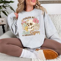 anxiety sweatshirt, coffee sweatshirt, mental health, boho self love, floral positive quote, daily affirmations, motivat