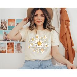 retro daisy shirt cute retro summer shirt daisies shirt happy face daisy tee womens t-shirts groovy graphic tee cute gif