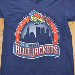 vintage 1990s columbus blue jackets nhl pro player youth size graphic t-shirt