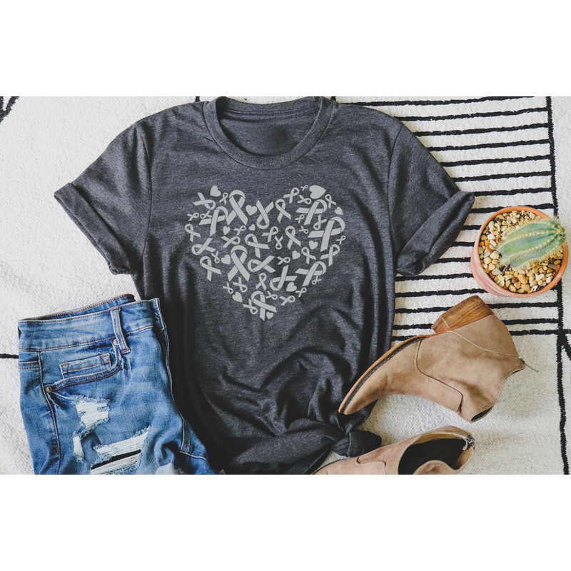 Brain Cancer Shirt, Brain Cancer Awareness T-shirt, Brain Cancer Warrior Shirt, Cancer Ribbon Tee, Motivational Tee, Cancer Awareness Gift.jpg