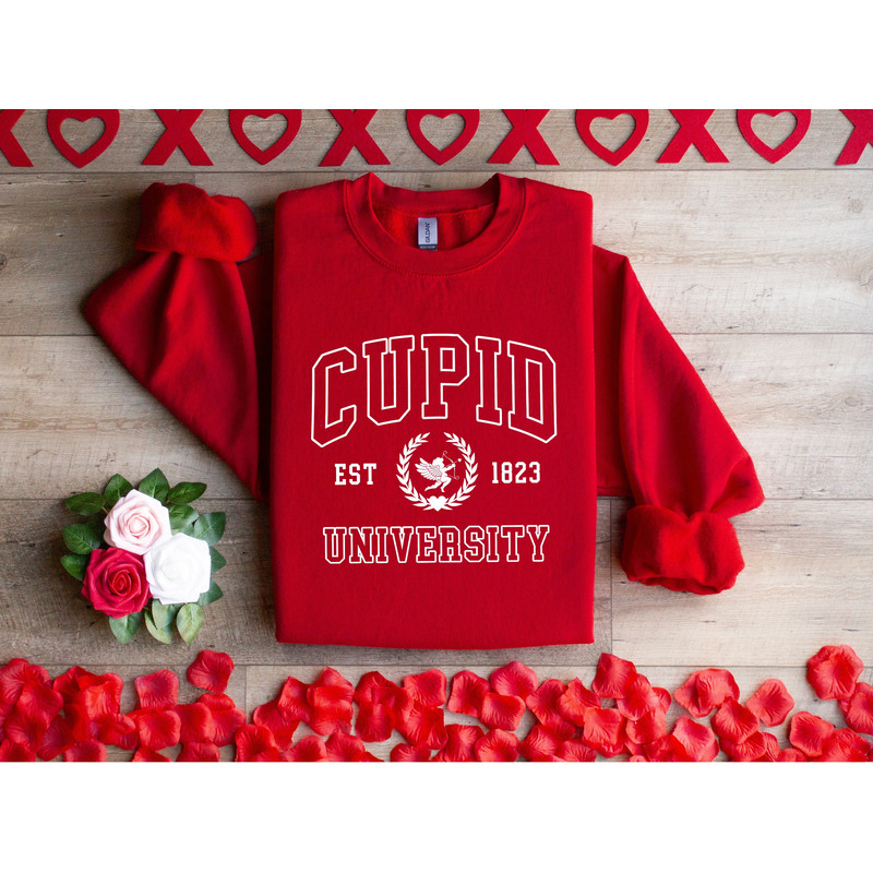 Cupid University Sweatshirt, Cute Valentine's Day Shirt, Funny College Sweatshirt, Love Crewneck Sweatshirt, Cupid Sweater.jpg