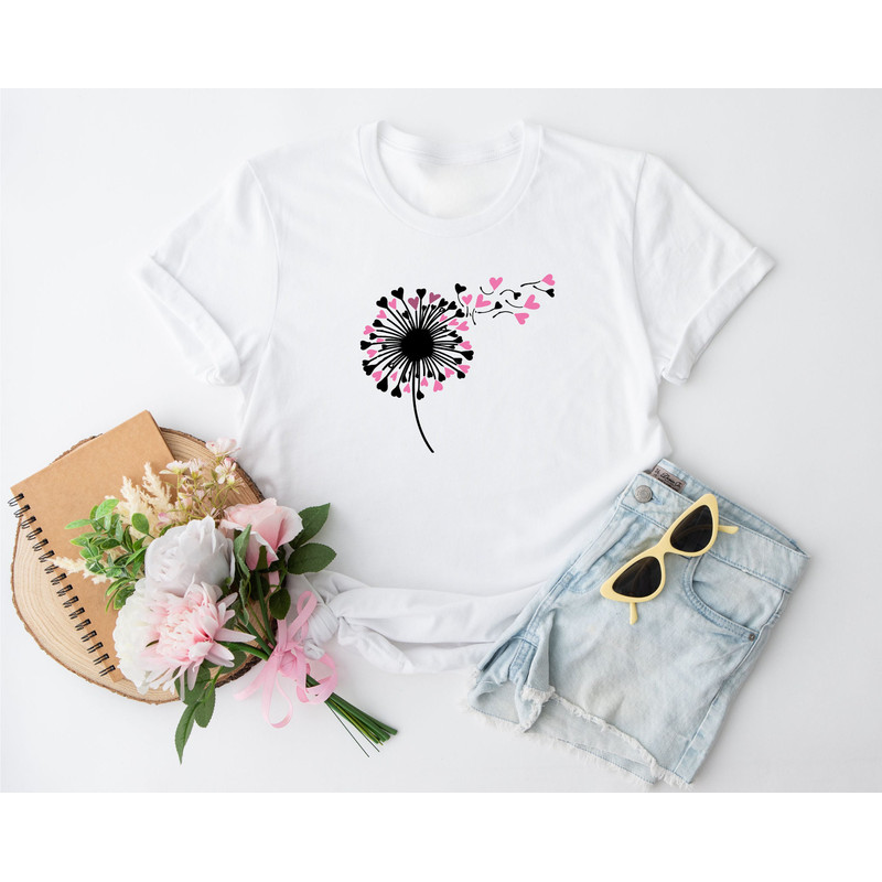 Dandelion Heart Shirt, Valentine Tee,Wildflower Shirt,Dandelion Shirt Valentines Day,Valentine Flower Shirt,Lovers Shirt,Gift for Valentines.jpg