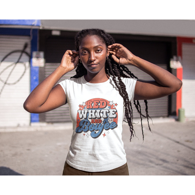 Red White and Boujee, Retro Groovy 4th of July Shirt, Patriotic Rainbow Shirt, Happy 4th of July Shirt, Independence Day, Memorial Day Shirt.jpg