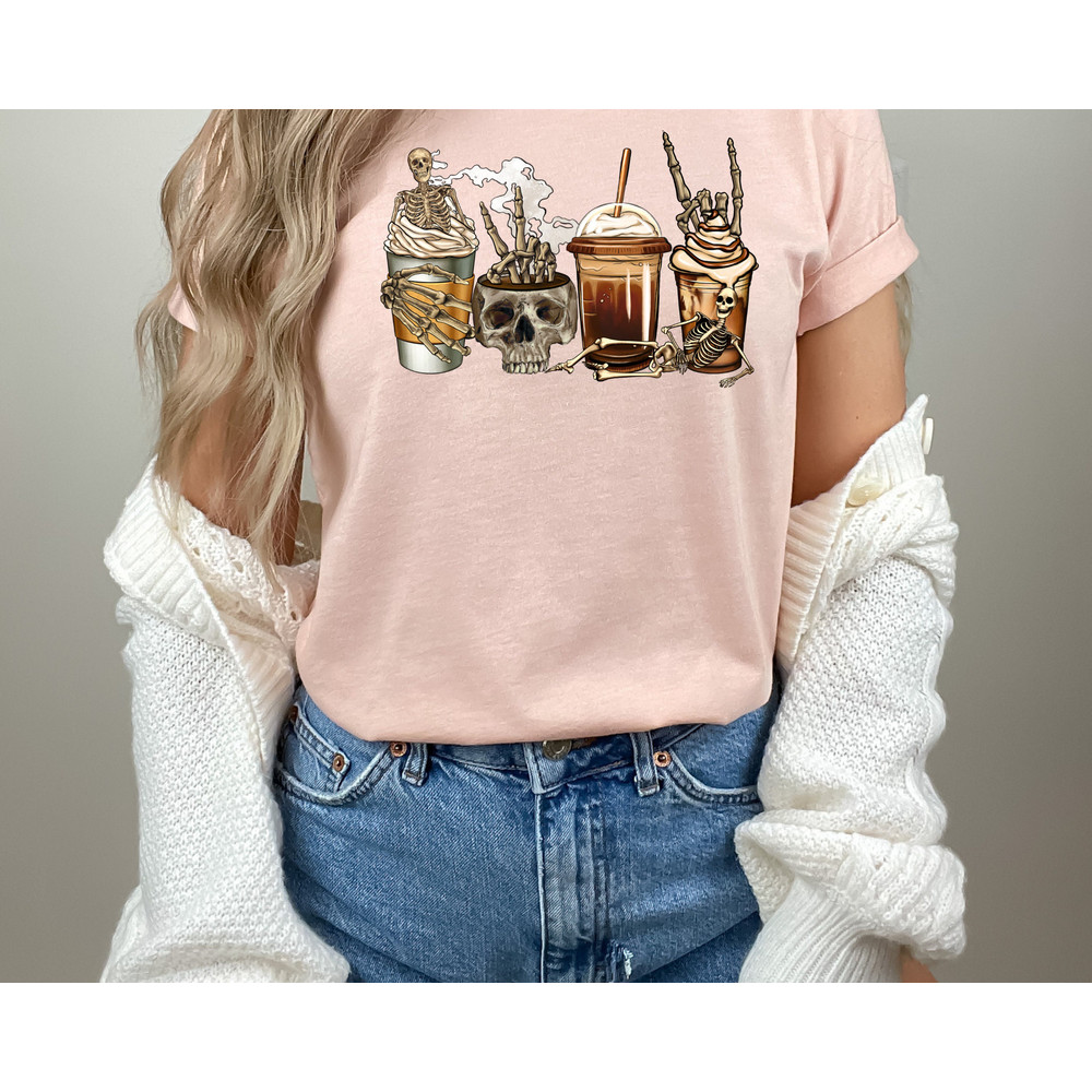 Skeleton coffees bleached style tee, coffee shirt, skeleton shirt, Skellie coffees shirt, coffees.jpg