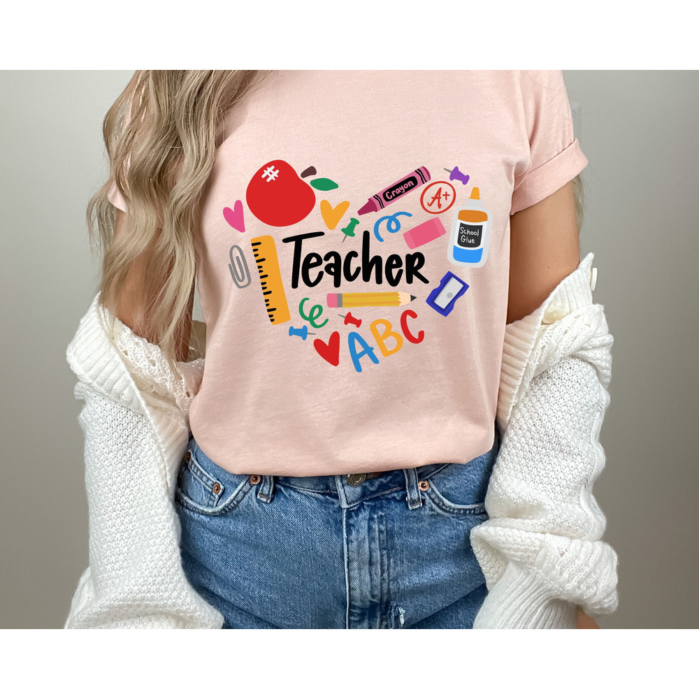 Teacher Shirt, Heart Custom T-Shirt, Teacher Team Shirts, Personalized School Tshirt, Customized Name Teacher Shirt.jpg