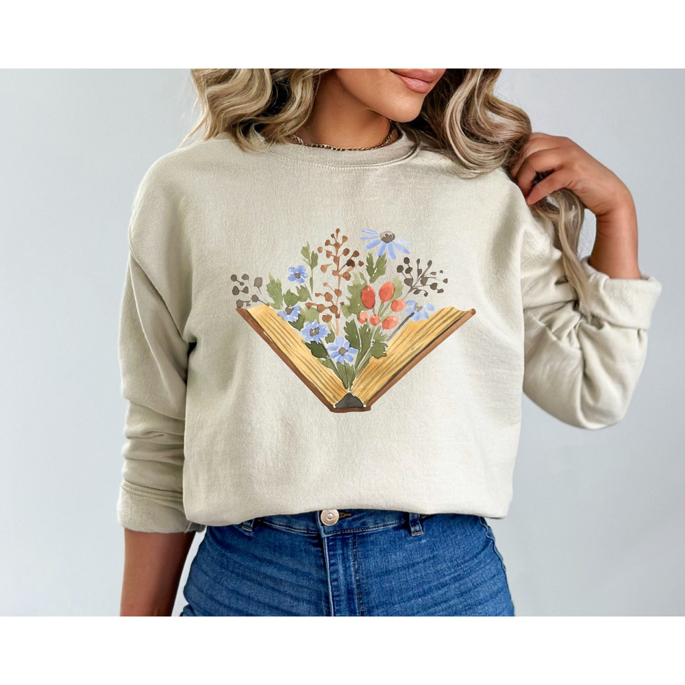 Wildflowers Book Sweatshirt & Hoodie, Librarian Sweatshirt, Book Lovers, Gift For Bookworms, Book Sellers Gift, Gift For Teachers.jpg