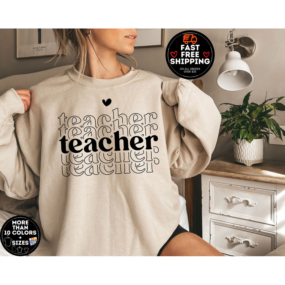 Retro teacher Sweatshirt, Cute Teacher Crewneck, Vintage teacher Tee, teacher Appreciation Shirt, Inspirational Teacher Gift, Kindergarten.jpg