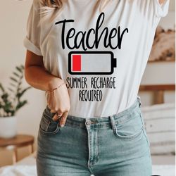 teacher summer recharge required shirt, teacher summer break shirt, school out summer, last day of school tee, teacher s