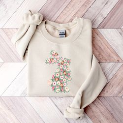 spring floral bunny shirt, easter tshirt, easter bunny sweatshirt, floral rabbit sweatshirt, spring easter tshirt,easter