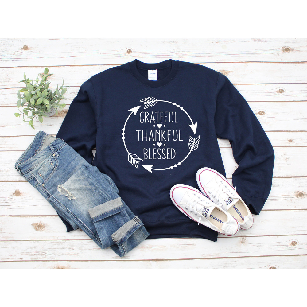 Thankful Shirt, Thanksgiving sweatshirt, Thankful Grateful Blessed, Thanksgiving Sweatshirt , Fall Apparel for Women, Fall.jpg