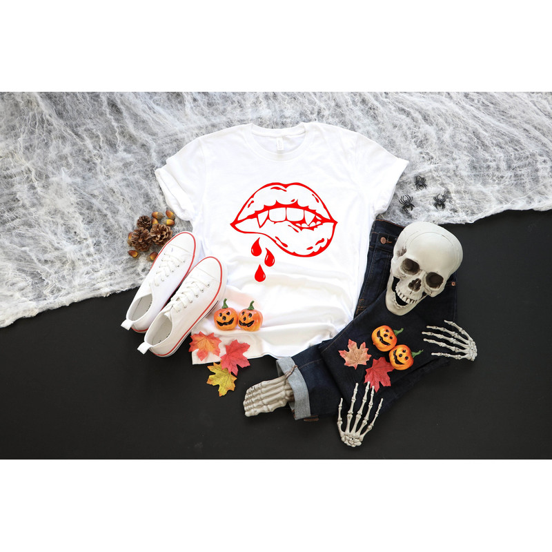 Halloween Shirt, Vampire Lips Shirt, Vampire Shirt, Halloween Party Shirt, Funny Halloween Shirt, Halloween Tee, Women Halloween T-Shirt.jpg