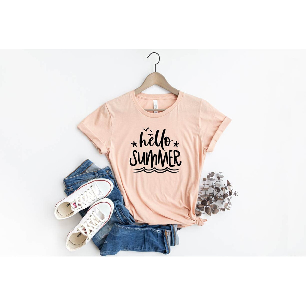 Hello Summer Shirt, Beach Shirt, Summer Shirt, Vacation Shirt, Beach Tee, Beach Life, Family Vacation Shirt, Shirt Women, Summer Vibes Shirt.jpg