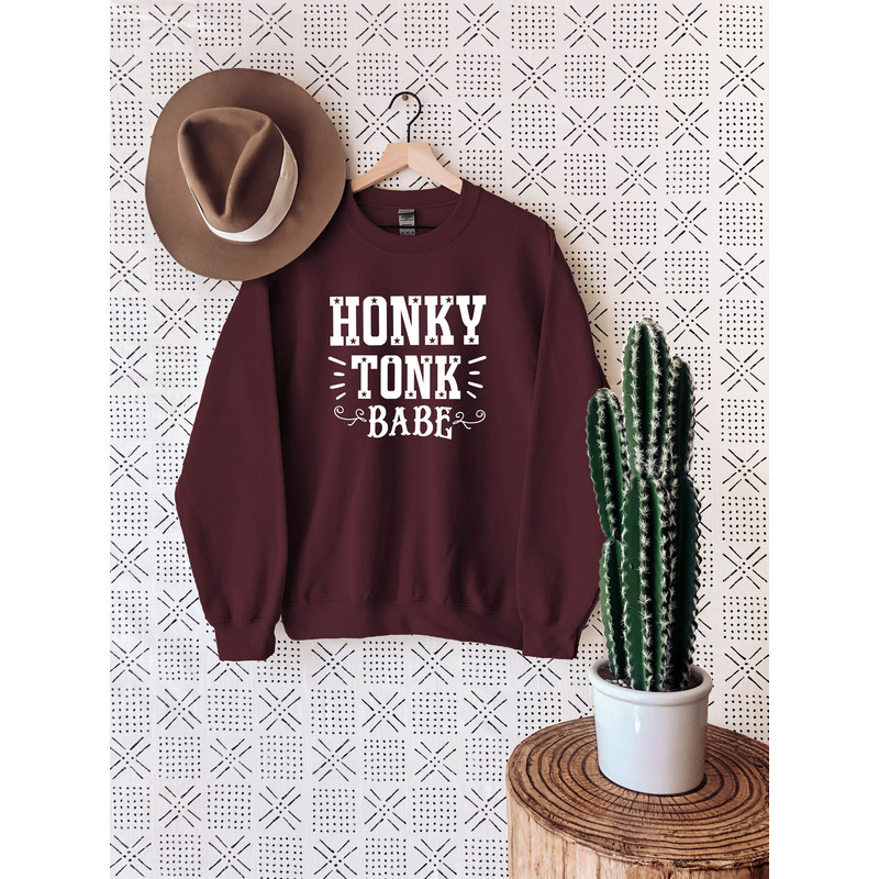 Honky Tonk Babe Sweatshirt,Cowgirl Sweatshirt,Country Sweatshirt,Southern Tee,Western Sweatshirt,Cowboy Gift,Cowgirl Sweater,Cowgirl Hoodie.jpg