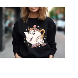 chip and mrs. potts sweatshirt, belle shirt, beauty and beast, disney princess shirt, walt disney shirt, cute disney shi