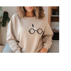 wizard glasses sweatshirt, pottery sweater, hp lover shirt, potterhead gifts, magic school shirt, wizard wand shirt, hp