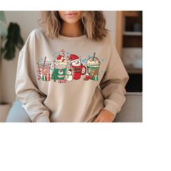 christmas coffee sweatshirt, christmas drinks hoodie, retro christmas sweatshirt, warm cozy winter sweater, christmas la