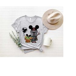baby yoda and darth vader with mickey balloon shirt, disneyland trip shirt, star wars baby yoda shirt, jedi, shirt, disn