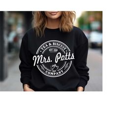 mrs potts tea & biscuit company sweatshirt, belle shirt, disney sweater, princess shirt, beauty and beast shirt, mrs pot