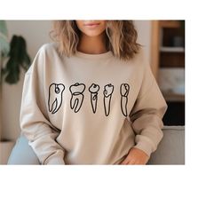 dental tooth sweatshirt, cute dentist shirt, gift for dental worker, dental hygienist, dental assistant, teeth sweater,