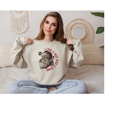 i love a man with a beard santa christmas sweatshirt, funny santa beard shirt, graphic christmas tee, santa xmas