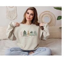 merry and bright trees, women's christmas sweatshirt, womans holiday sweatshirt ,christmas gift, cute holiday tee, chris
