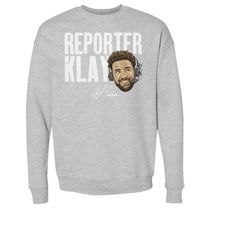klay thompson men's crewneck sweatshirt - golden state basketball klay thompson reporter klay wht