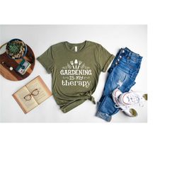 gardening is my therapy shirt, gardening t-shirt, plant lady shirt for mom, plant lover shirt, gardener gift, botanical