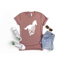 horse shirt, horse lover t-shirt, horse girl shirts, gift for mother, horse lover tees, cute animal, cute gift, mandala