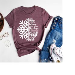 christmas shirt, xmas snow shirt, new year snow shirt, christmas meery joy shirt, christmas snow tee, believe joyful shi
