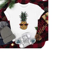 christmas pineapple shirt, holiday pineapple shirt, christmas lights t-shirt, funny fruit tee, summer pineapple t-shirt,