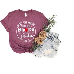 rudolph shirt, jesus christmas shirt, frosty rudolph santa jesus shirt, santa shirt, cute christmas shirt, snowman shirt