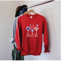 red wine & blue sweatshirt,  4th of july sweatshirt, patriotic sweater, independence day sweatshirt, american flag hoodi