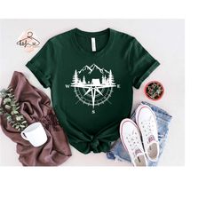 compass mountain shirt, camping lover shirt, adventure shirt, funny compass hiking camping shirt, wanderlust and camping