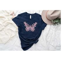 floral butterfly shirt, cute butterfly shirt, butterfly lover, nature lover, animal shirt, butterfly t-shirt, monarch bu