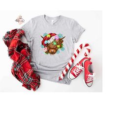 cow christmas shirt, merry christmas heifers tee, christmas cow shirt, highland cow farm christmas shirt, farmer cow ani