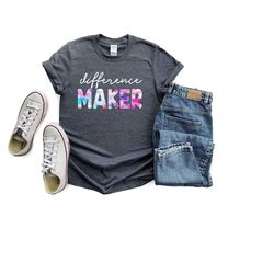 difference maker shirt, teacher shirt, teacher life shirt, teacher tie dye graphic shirt, teacher gift
