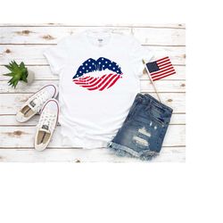 america lips shirt, american flag lips shirt, 4th july shirt, usa t-shirt, america patriotic shirt, america lips women s