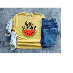 hello summer shirt, watermelon shirt, summer vacation shirt, beach shirt, watermelon summer t-shirt, vacation beach shir