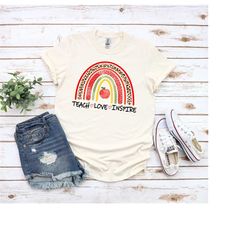 teacher shirt, teach love inspire shirt, teacher rainbow shirt, teacher gift, teach love inspire rainbow shirt, cute tea