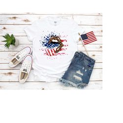 patriotic lips shirt, usa women shirt, american flag lips shirt, 4th july shirt, patriotic women shirt, america lips wom