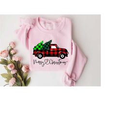 christmas sweatshirt, christmas truck tree matching shirt, christmas tree shirt for family,christmas family pajama top,m