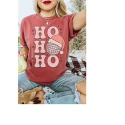comfort colors christmas shirt, groovy ho ho ho disco ball shirt, retro christmas tshirt, holiday shirt, cute christmas