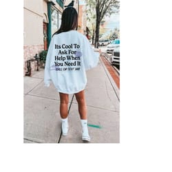its cool to ask for help mental health sweatshirt suicide awareness retro 988 shirt semicolon depression shirt mental he
