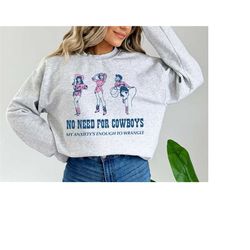no need for cowboys my anxietys enough to handle funny western mental health sweatshirt anxiety crewneck trendy retro sw