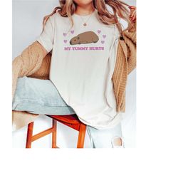 my tummy hurts capybara shirt ironic shirt funny meme tshirt weirdcore ironic tee life is strange capybara sweater funny