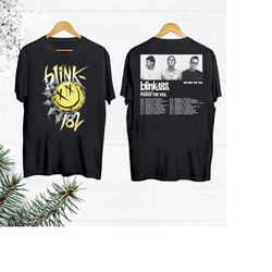 smile blink 182 band world tour 2024 shirt, blink smile 182 band t-shirt, blink 182 fan gift shirt, blink 182 one more t