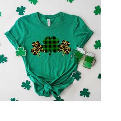 happy st. patricks day with leopard shamrock shirt, happy st patrick day shirt, shamrock shirt, lucky shirt, irish day s