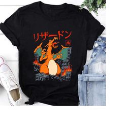pokemon charizard kaiju t-shirt, japanese monster charizard shirt fan gifts, pokemon charizard vintage shirt, charizard
