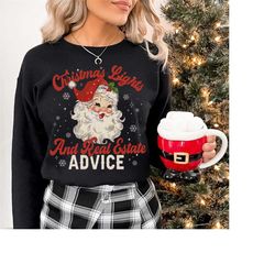 real estate christmas shirt, christmas lights and real estate advice sweatshirt, funny real estate agent shirt, christma