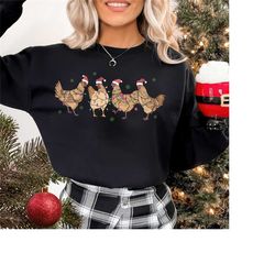 christmas chickens sweatshirt, farm chickens shirt, animals christmas shirt, chickens lover gift, retro christmas sweats